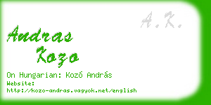 andras kozo business card