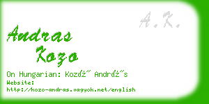 andras kozo business card